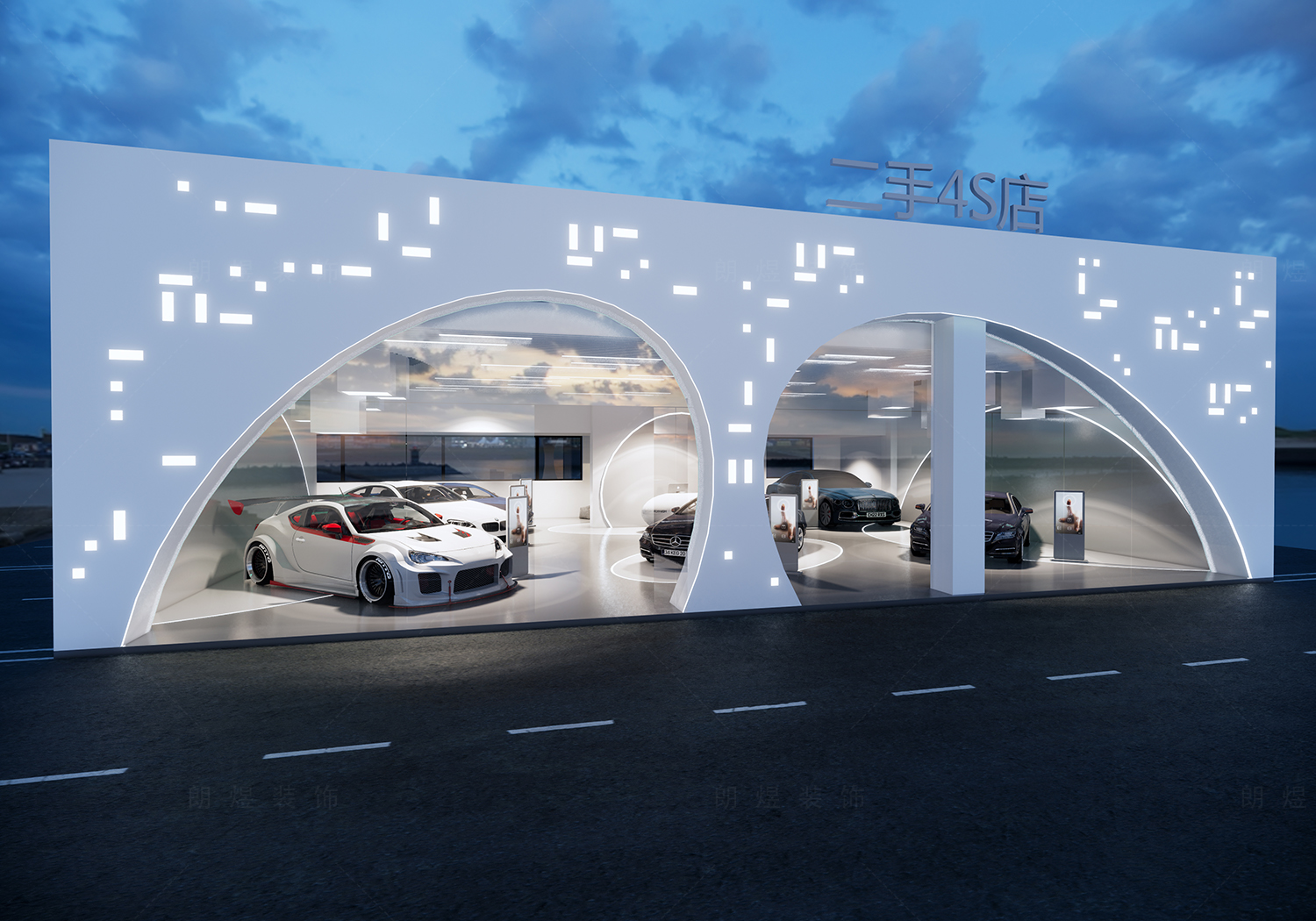 成都雙流二手車(chē)交易市場(chǎng)展廳裝修效果圖