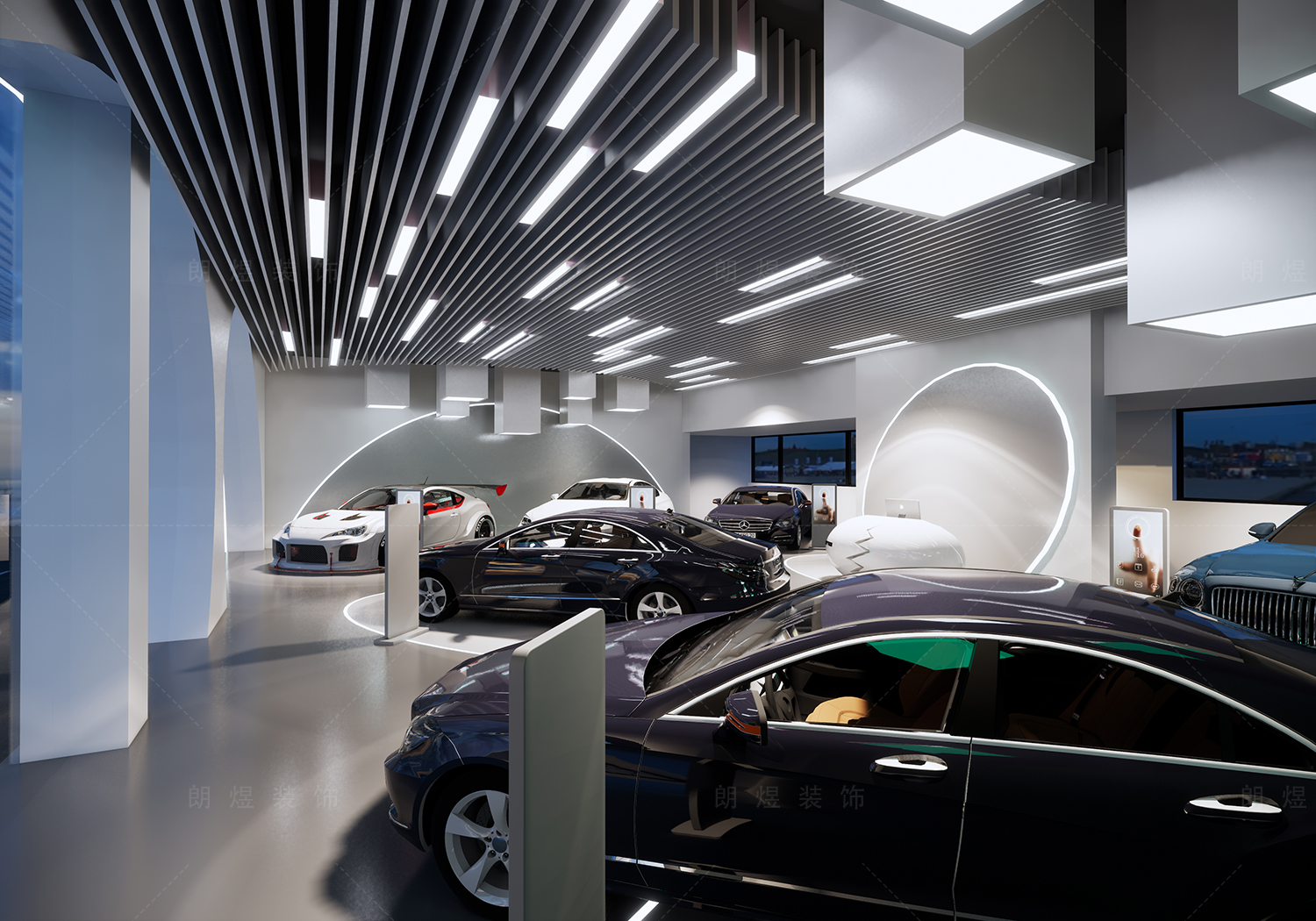 成都雙流二手車(chē)交易市場(chǎng)展廳裝修效果圖