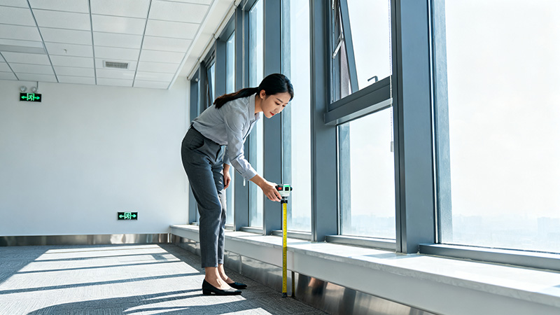 辦公室裝修現(xiàn)場平整度檢查